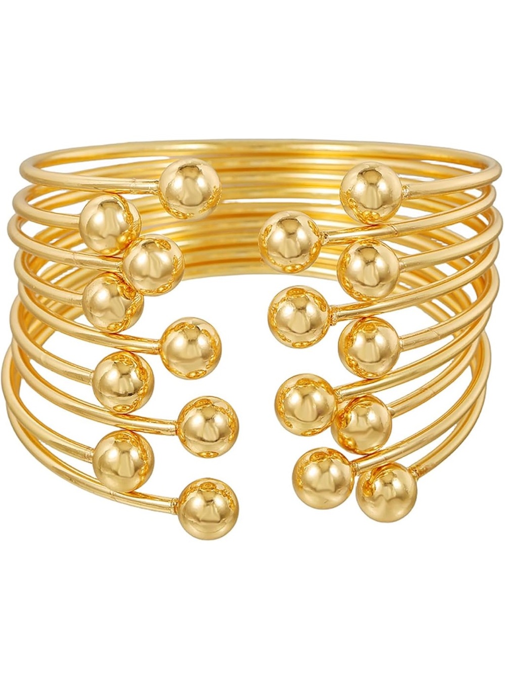 Anthropologie Gold Multi-Ball Open Cuff Bracelet